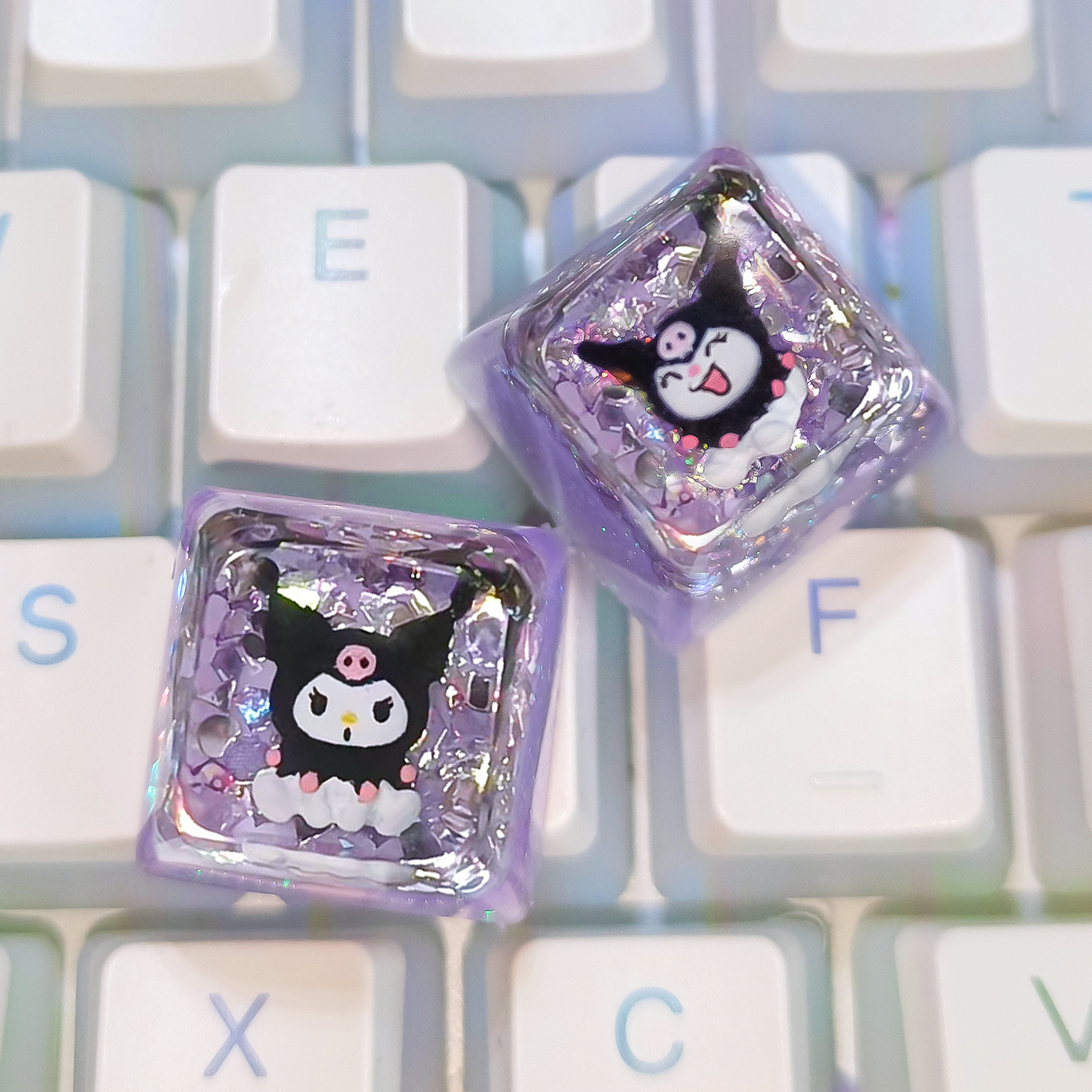 Dreamy Purple Little Devil Girl Handmade Resin Keycap