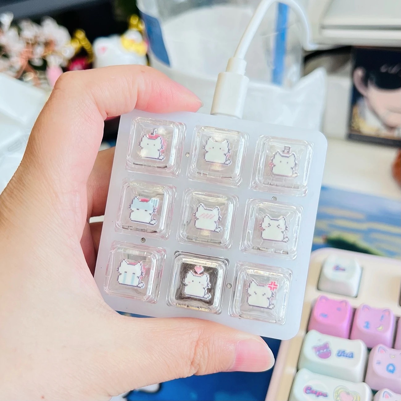 Mini Cat Keycap – Transparent, Durable