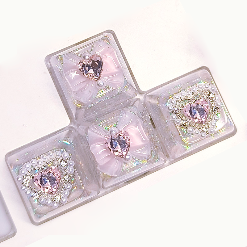 粉色少女心多款手工树脂键帽，华丽闪亮，适合女生