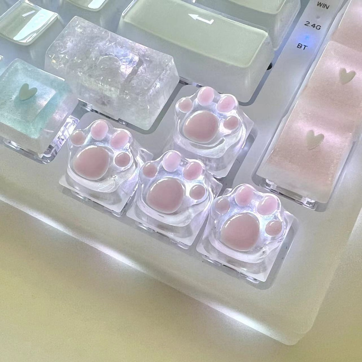 Transparent Cat Paw Keycaps