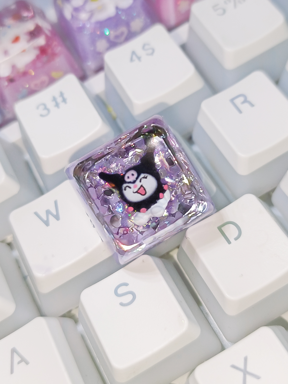 Dreamy Purple Little Devil Girl Handmade Resin Keycap