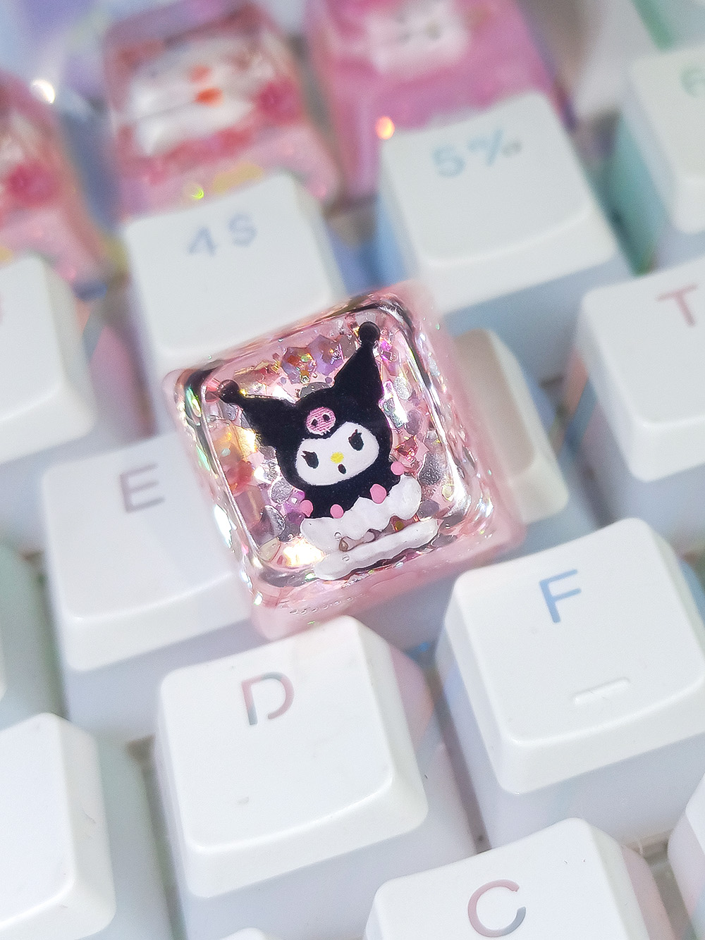 Dreamy Purple Little Devil Girl Handmade Resin Keycap
